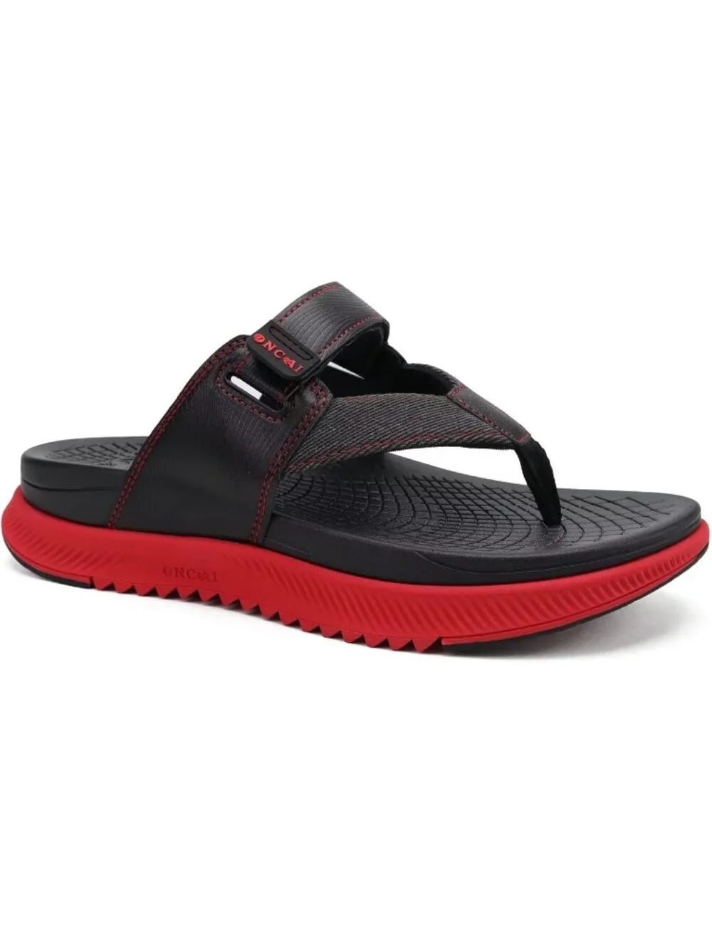 Men Black Red Orthopaedic Flip Flops Walking Sandals with Arch Support Sport
